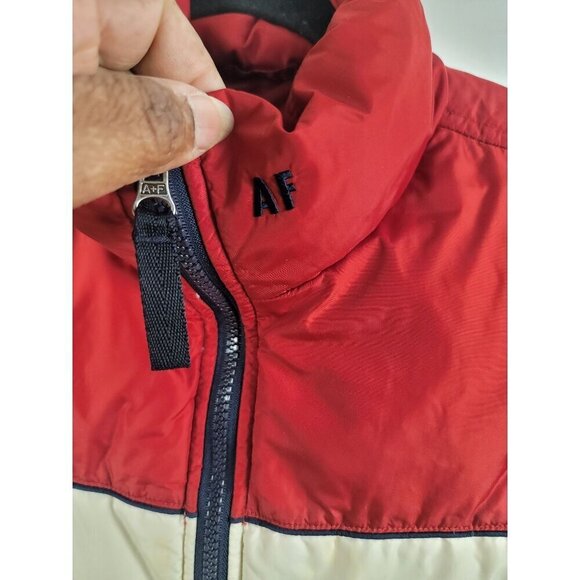 Vintage Abercrombie Puffer Vest Red & White Zipper Closure Size M - Picture 10 of 15